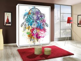 Kleiderschrank mit Schiebetüren mit Grafik Traumfänger 2 Penelopa 155 cm - weiß