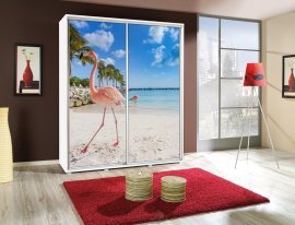 Kleiderschrank mit Schiebetüren mit Grafik Flaming 2a Penelopa 155 cm - weiß