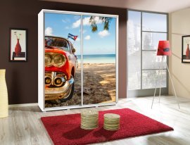 Kleiderschrank mit Schiebetüren mit Grafik Auto 4 Penelopa 155 cm - weiß