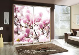 Kleiderschrank mit Schiebetüren mit Grafik Kirsche 2 Penelopa 205 cm - Eiche Riviera