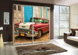Kleiderschrank mit Schiebetüren mit Grafik Auto 3 Penelopa 205 cm - Eiche Riviera