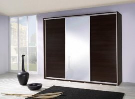 Kleiderschrank mit Schiebetüren und Spiegel Penelopa 255 cm - Kastanie Wenge