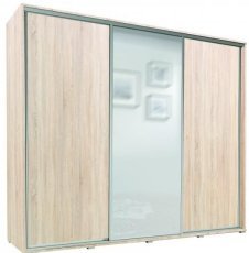 Kleiderschrank mit Schiebetüren mit Spiegel Silver - Eiche Sonoma