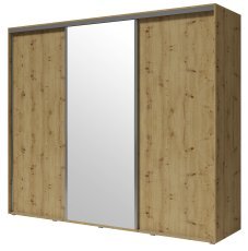 Kleiderschrank mit Schiebetüren und Spiegel Silver - Eiche Artisan