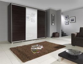 Kleiderschrank mit Schiebetüren mit Spiegel Silver - Kastanie Wenge