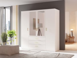 Garderobenschrank mit Spiegel 4D - weiß