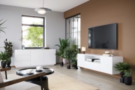 Wand-Wohnzimmer und Schlafzimmer Asha - weiß
