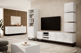 Wand-Wohnzimmer und Schlafzimmer Asha - Weiß Hochglanz