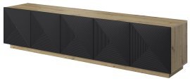 TV-Kommode auf Sockel Asha 200 5D - schwarz/Eiche Artisan