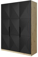 Garderobenschrank auf Sockel Asha 150 3D - schwarz/Eiche Artisan