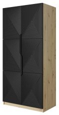 Garderobenschrank auf Sockel Asha 100 2D - schwarz/Eiche Artisan