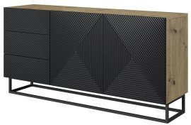 Kommode mit Metallrahmen Asha 167 2D3SZ - schwarz/Eiche Artisan