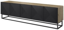 TV-Kommode mit Metallrahmen Asha 200 5D - schwarz/Eiche Artisan