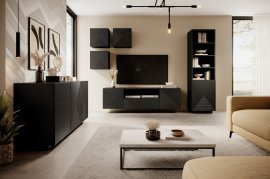 Wand-Wohnzimmer und Schlafzimmer Asha - schwarz