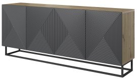 Kommode mit Metallrahmen Asha 200 4D - river stone/Eiche Artisan