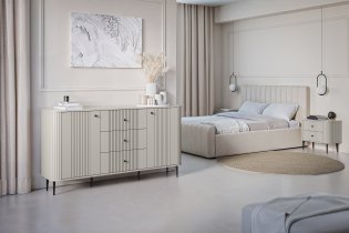 Wohnzimmer und Schlafzimmer Vesper - Kaschmir, auf schwarzen Beinen