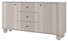 Kommode Vesper 160 2D3SZ - Kaschmir, auf runden Beinen, schwarze Griffe