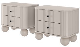 Komplett aus zwei Nachttischen Vesper 56 2SZ - Kaschmir, auf runden Beinen, schwarze Griffe