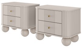 Komplett aus zwei Nachttischen Vesper 56 2SZ - Kaschmir, auf runden Beinen, goldene Griffe
