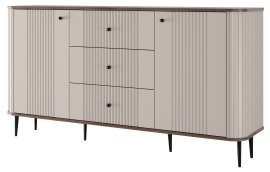 Kommode Vesper 160 2D3SZ - Kaschmir/Nussbaum, auf schwarzen Beinen