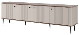 TV-Kommode Vesper 187 4D - Kaschmir/Nussbaum, auf schwarzen Beinen