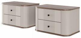 Wandset aus zwei Nachttischen Vesper 56 2SZ - Kaschmir/Nussbaum, schwarze Griffe