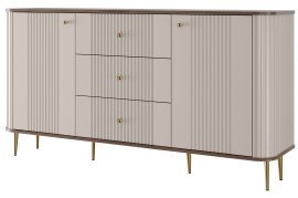 Kommode Vesper 160 2D3SZ - Kaschmir/Nussbaum, auf goldenen Beinen