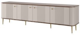 TV-Kommode Vesper 187 4D - Kaschmir/Nussbaum, auf goldenen Beinen