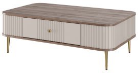 Klubtisch Vesper 100 - Kaschmir/Nussbaum, auf goldenen Beinen