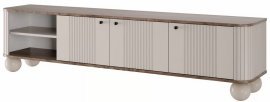 TV-Kommode Vesper 187 3D - Kaschmir/Nussbaum, auf runden Beinen, schwarze Griffe