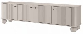TV-Kommode Vesper 187 4D - Kaschmir/Nussbaum, auf runden Beinen, schwarze Griffe