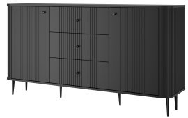 Kommode Vesper 160 2D3SZ - schwarz, auf schwarzen Beinen