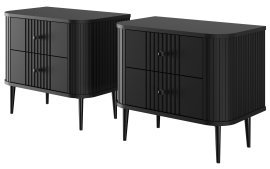 Komplett aus zwei Nachttischen Vesper 56 2SZ - schwarz, auf schwarzen Beinen