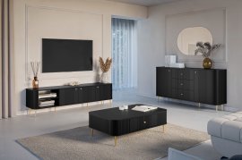 Wohnzimmer und Schlafzimmer Vesper - schwarz, auf goldenen Beinen