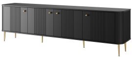 TV-Kommode Vesper 187 4D - schwarz, auf goldenen Beinen