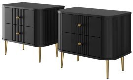 Komplett aus zwei Nachttischen Vesper 56 2SZ - schwarz, auf goldenen Beinen
