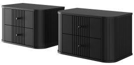Stellenset aus zwei Nachttischen Vesper 56 2SZ - schwarz, schwarze Griffe