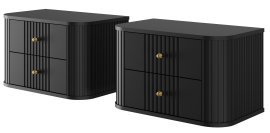 Stellen-Set aus zwei Nachttischen Vesper 56 2SZ - Schwarz, goldene Griffe