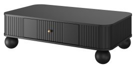 Klubtisch Vesper 100 - schwarz, auf runden Beinen, goldene Griffe