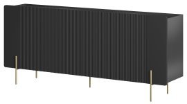 Kommode Malmi 200 4D - schwarz, goldene Beine