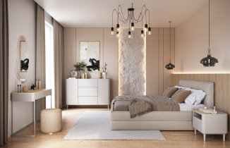 Bogart - Wohn- und Schlafzimmer Elivo mit Beinen – Kaschmir/geölte Eiche