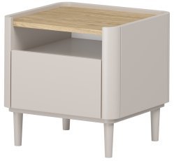 Nachttisch Elivo 50 1SZ mit Beinen – Kaschmir/geölte Eiche