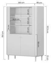 Bogart - Vitrine Elivo 100 2D mit Beinen – Kaschmir/geölte Eiche