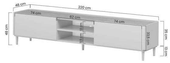 Bogart - TV-Kommode Elivo 220 1K1SZ mit Beinen – Kaschmir / geölte Eiche