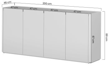 Bogart - Kommode Elivo 200 4D – Kaschmir / geölte Eiche
