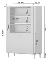 Bogart - Vitrine Elivo 100 2D mit Beinen – Eukalyptus/Baltic Dune Eiche