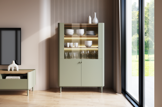 Bogart - Vitrine Elivo 100 2D mit Beinen – Eukalyptus/Baltic Dune Eiche