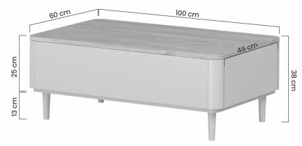 Bogart - Couchtisch Elivo 100 2SZ mit Beinen – Eukalyptus/Baltic Dune Eiche