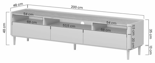 Bogart - TV-Kommode Elivo 220 1K1SZ mit Beinen – Eukalyptus/Baltic-Dune-Eiche