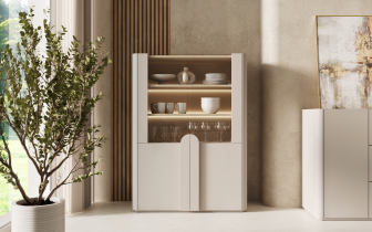 Bogart - Vitrine Amilio 100 2D – Kaschmir/Eiche geölt/Griffe in Kaschmir